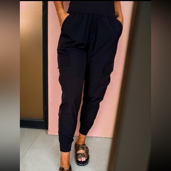 Stylish Black Women's High Waisted Jogger Pants - Picture 3 of 3